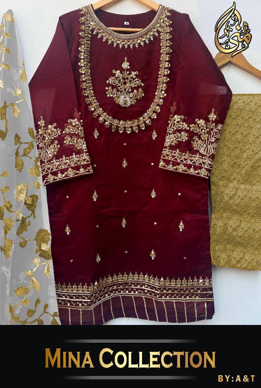 3 Pcs Women's Stitched Embroidered Suit