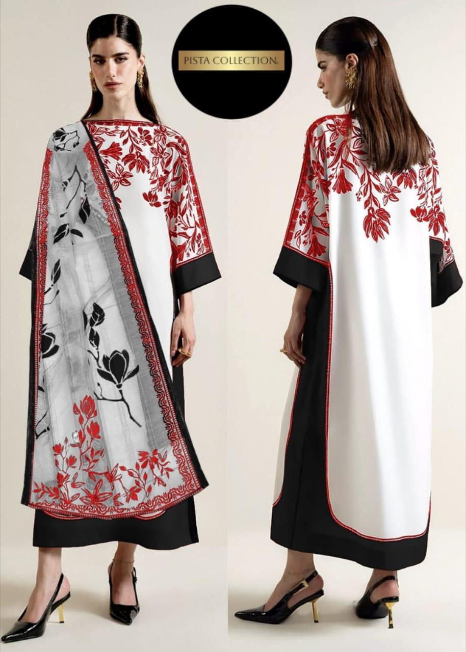 3 Pcs Women's Stitched Cotton Lawn Printed Suit