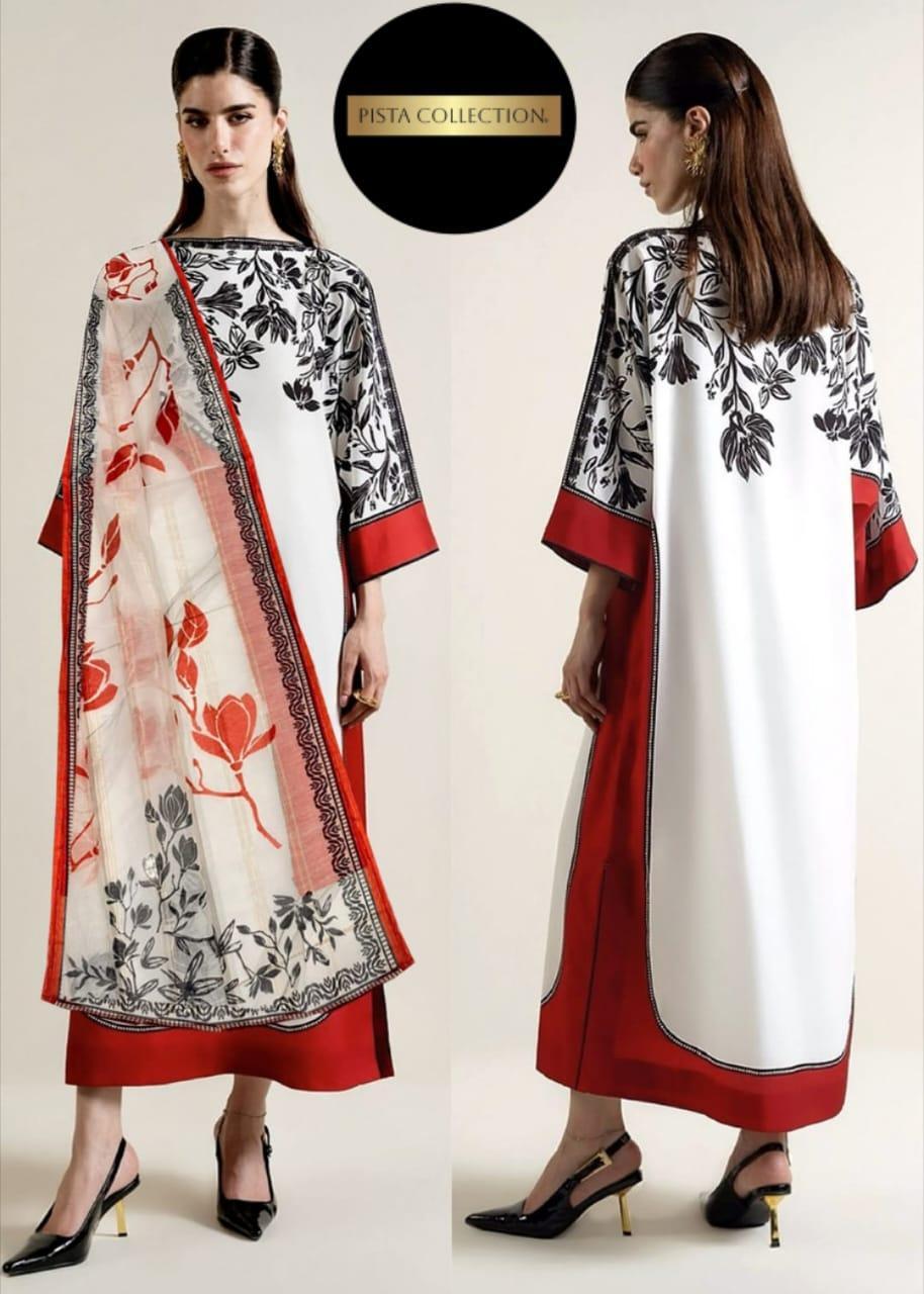 3 Pcs Women's Stitched Cotton Lawn Printed Suit