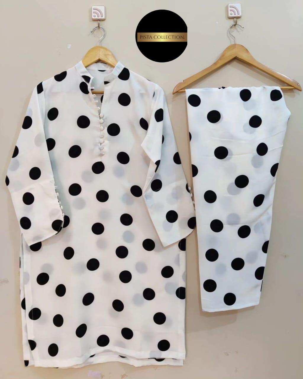 2 Pcs Women's Stitched Printed Shirt And Trouser