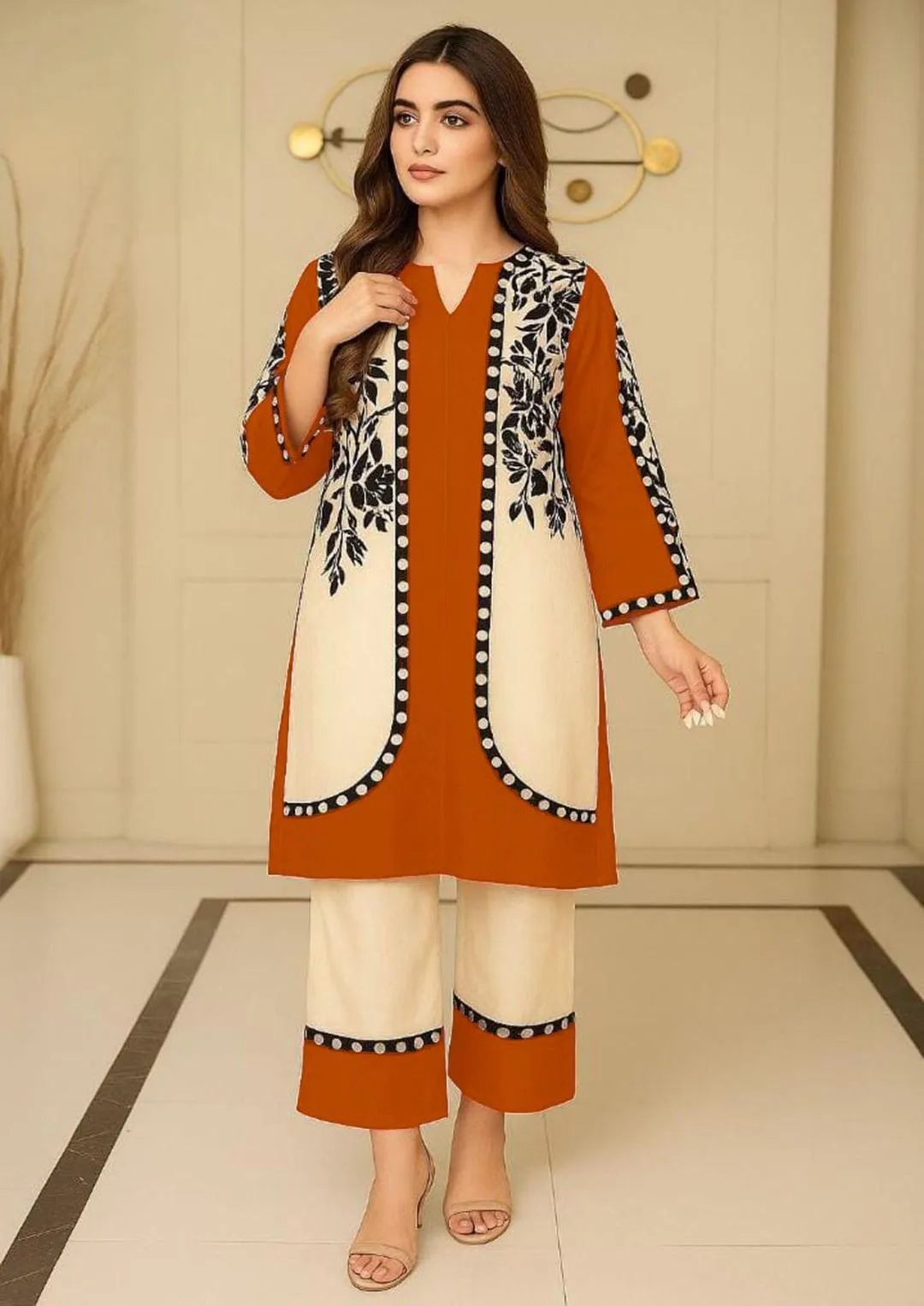 2 Pcs Women's Stitched Swiss Lawn Printed Shirt And Trouser