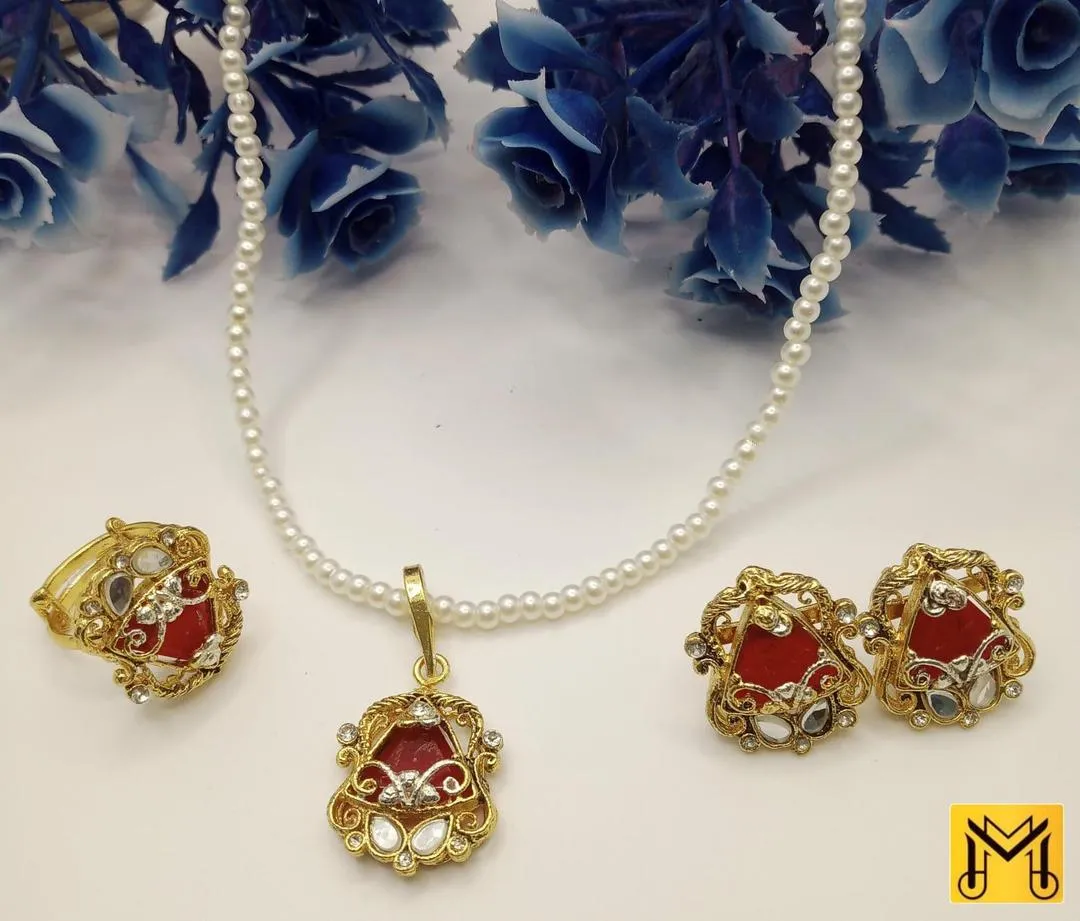 Multi Layered Gold Plated Gemstone Artificial Set