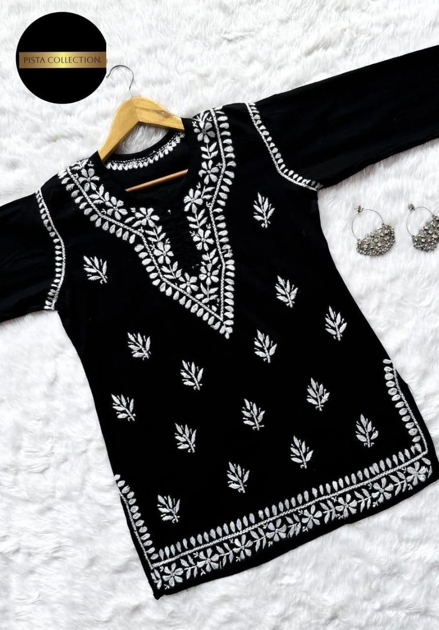 1 Pc Women's Stitched Georgette Embroidered Shirt