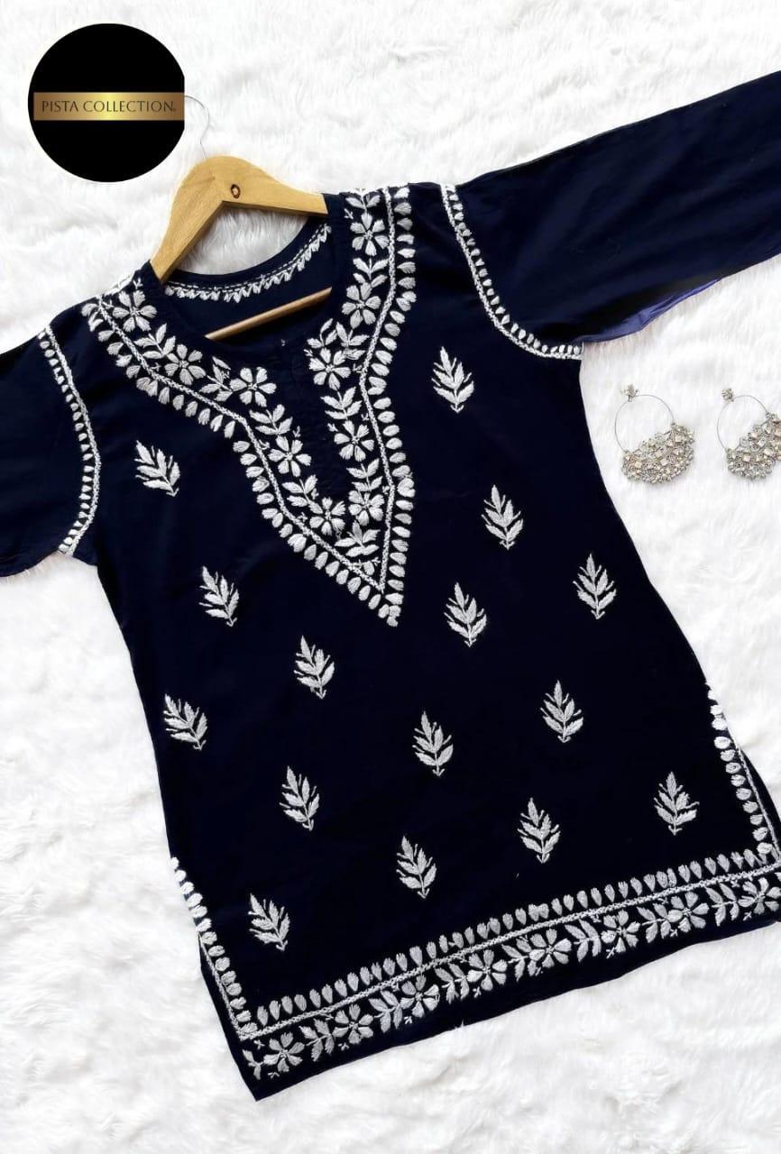 1 Pc Women's Stitched Georgette Embroidered Shirt