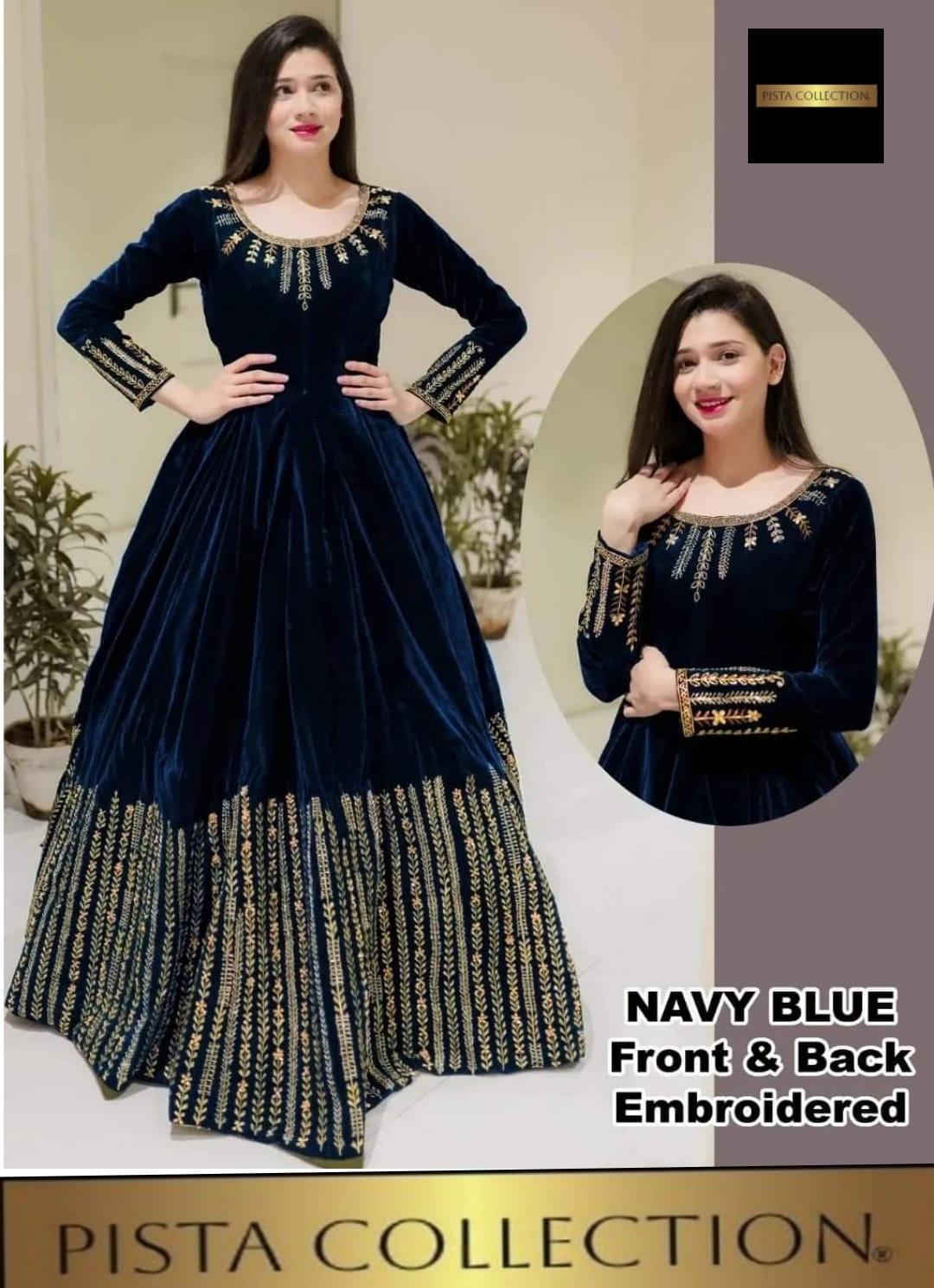 2 Pcs Women's Stitched Silk Embroidered Maxi And Trouser