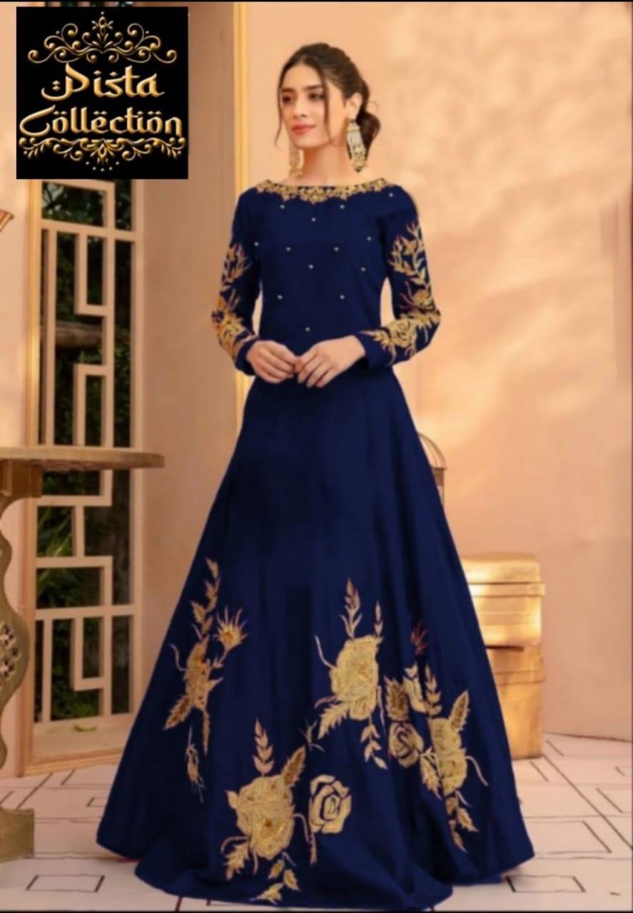 1 Pc Women's Stitched Linen Embroidered Maxi