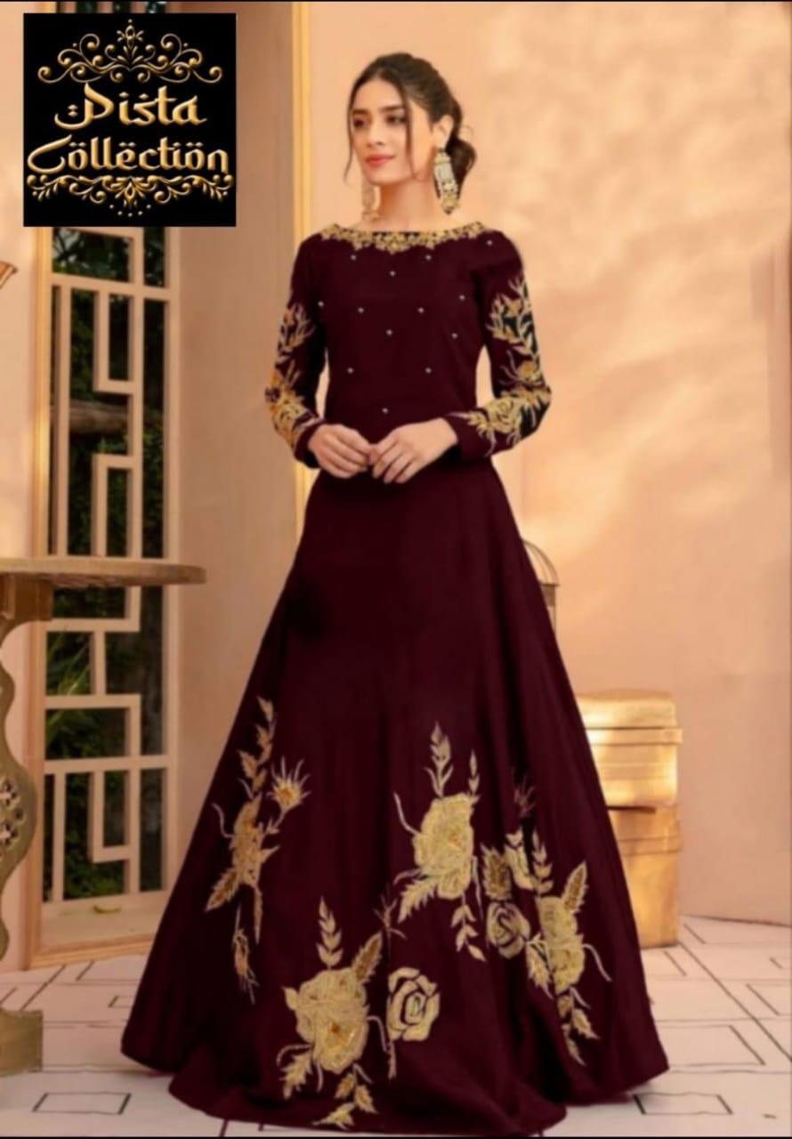 1 Pc Women's Stitched Linen Embroidered Maxi