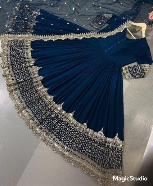 3 Pcs Women's Stitched Sequins Embroidered Maxi Suit