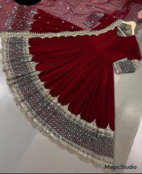 3 Pcs Women's Stitched Sequins Embroidered Maxi Suit