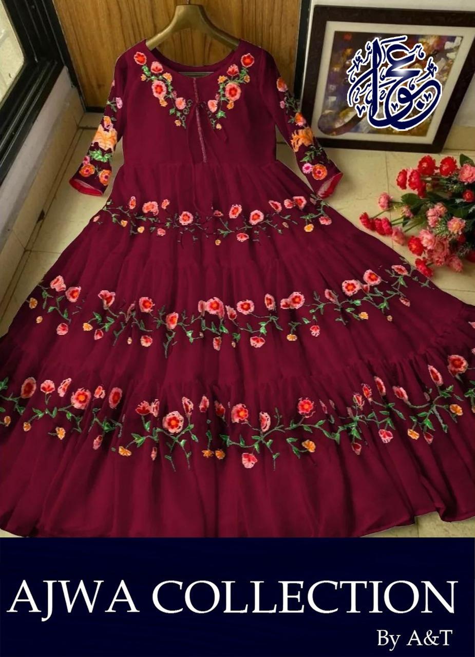 1 Pc Women's Stitched Embroidered Maxi