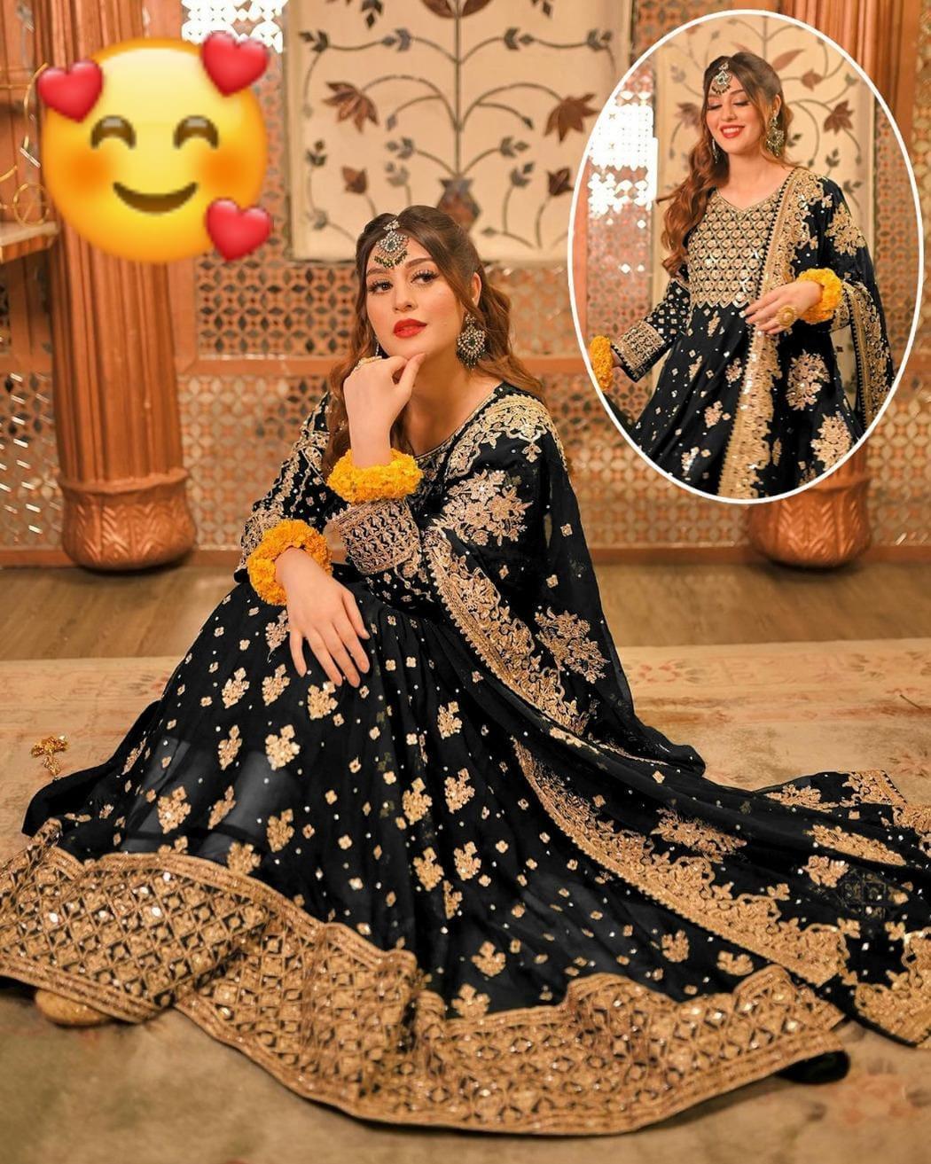 3 Pcs Women's Stitched Chiffon Embroidered Maxi Suit