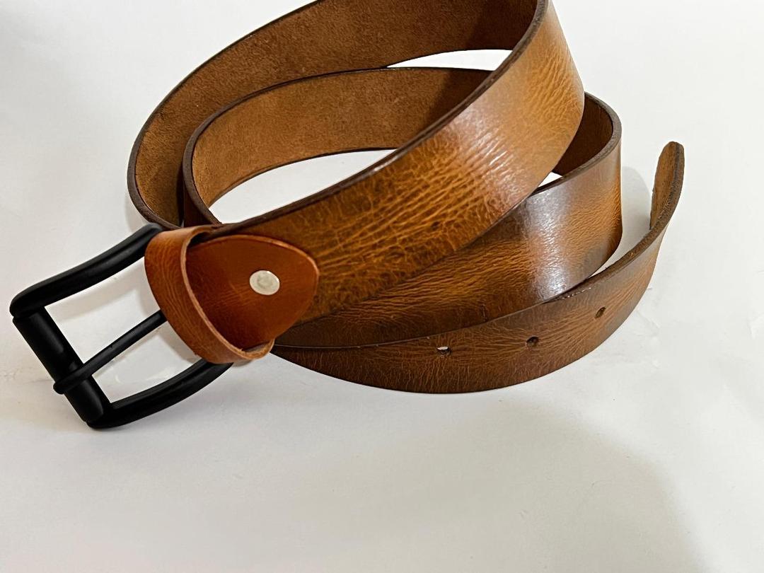 Men's Brown Leather Casual Belt with Metal Buckle - 1 Pc