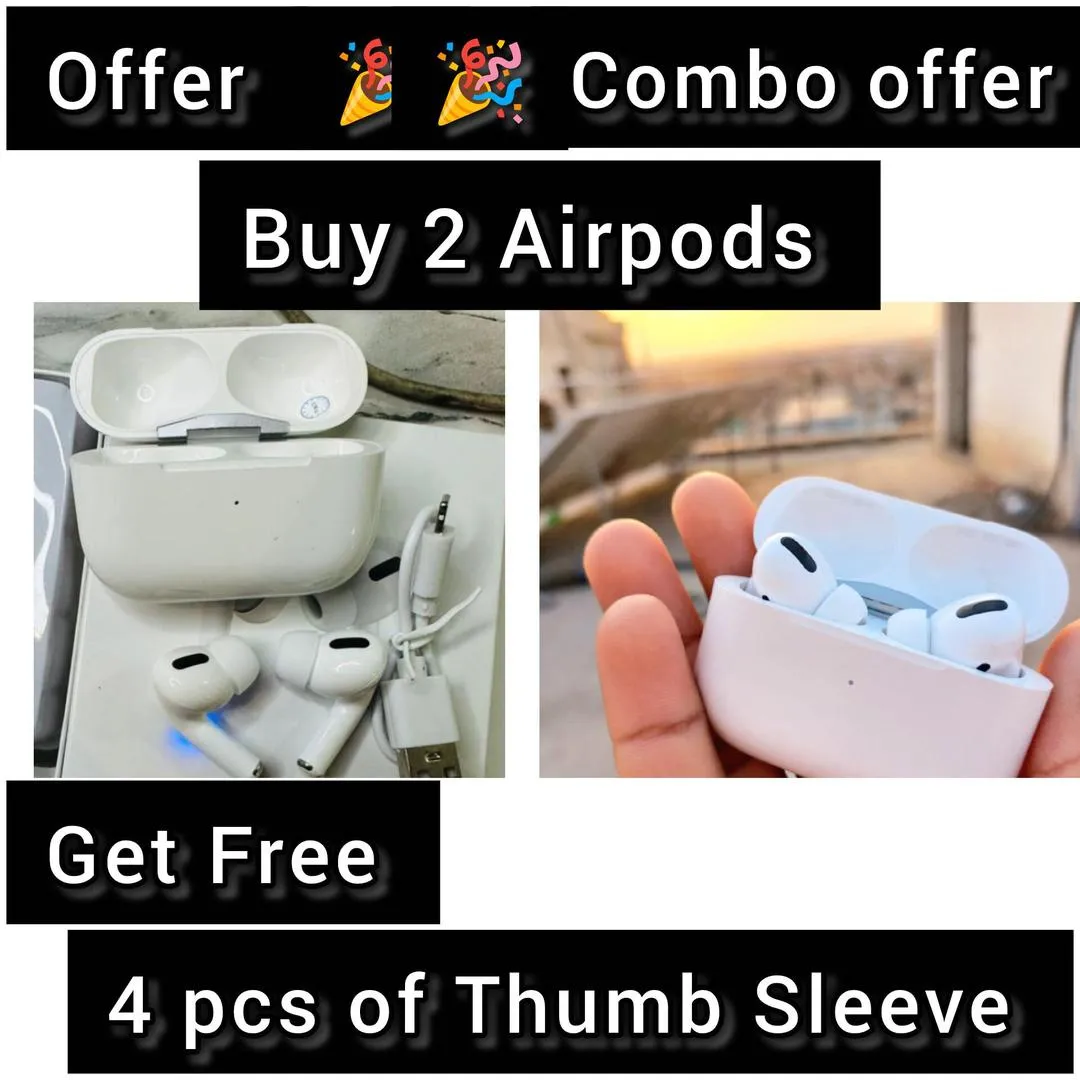  Airpods - Jumbo Offer | Buy 2 Airpods Get 4 Pcs Thumb Sleeves Free