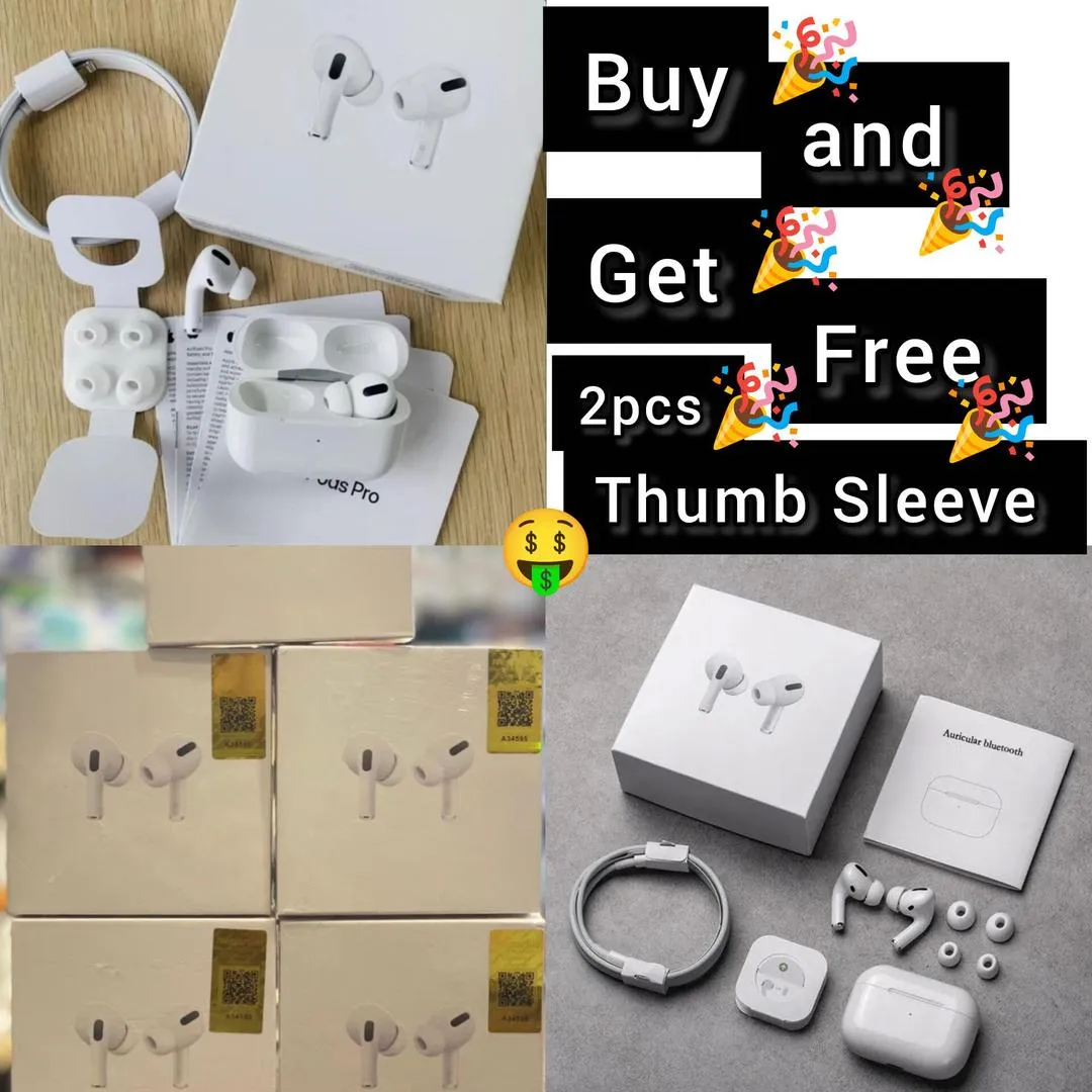 White Wireless Airpods with Active Noise Cancellation - Get 2 Pcs Thumb Sleeve Free