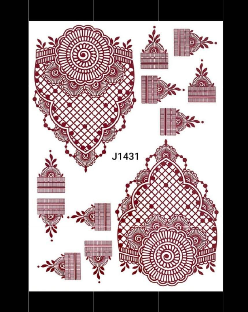 Self Adhesive Mehndi Sticker - 1 Pcs Brown Design for Effortless Body Art