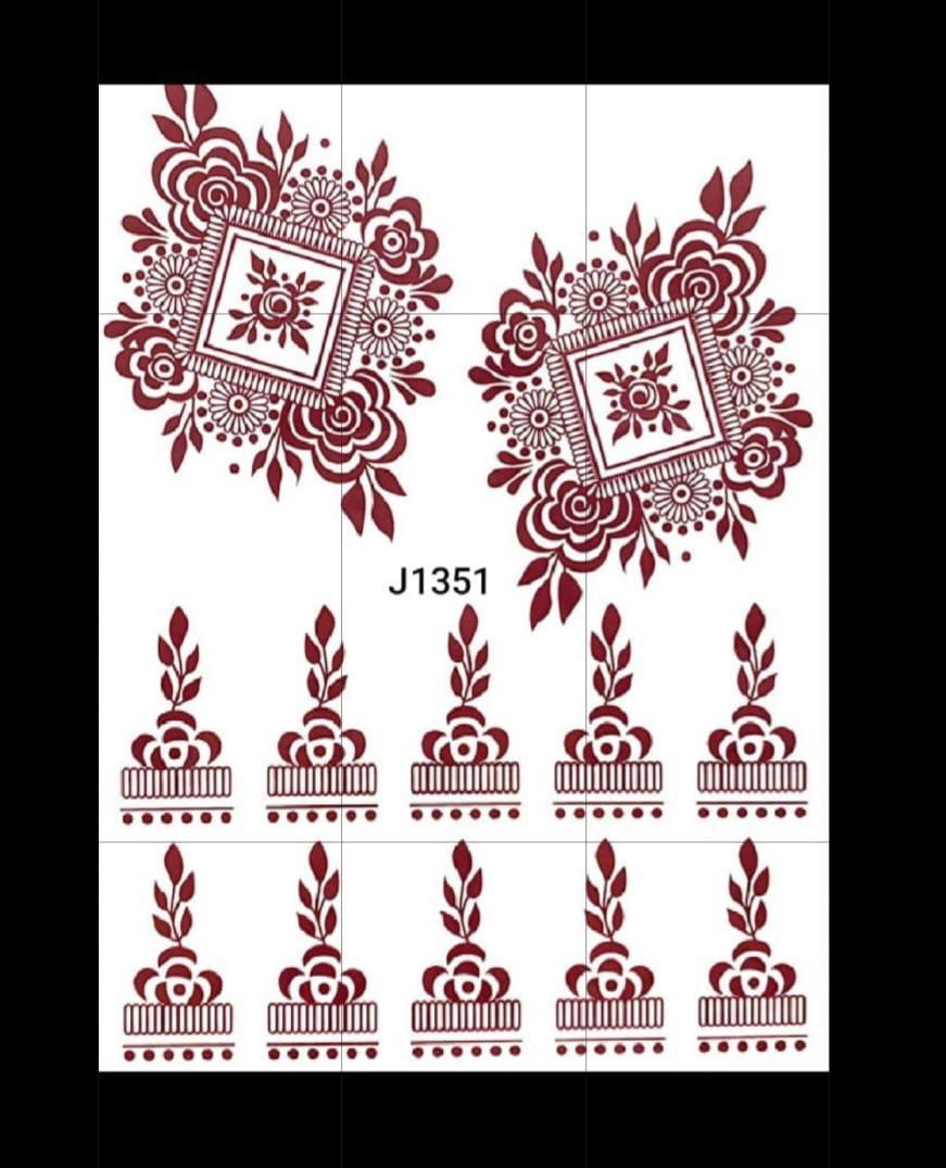 Self Adhesive Mehndi Sticker - 1 Pcs Brown Design for Effortless Body Art