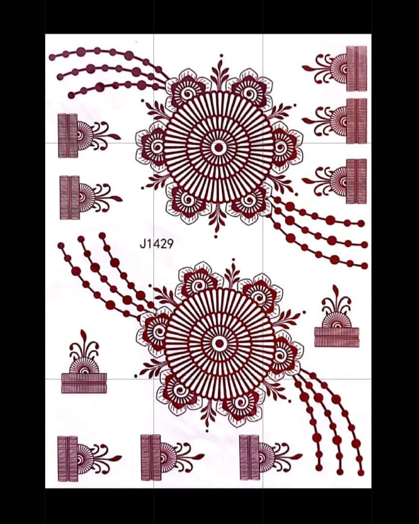 Self Adhesive Mehndi Sticker - 1 Pcs Brown Design for Effortless Body Art