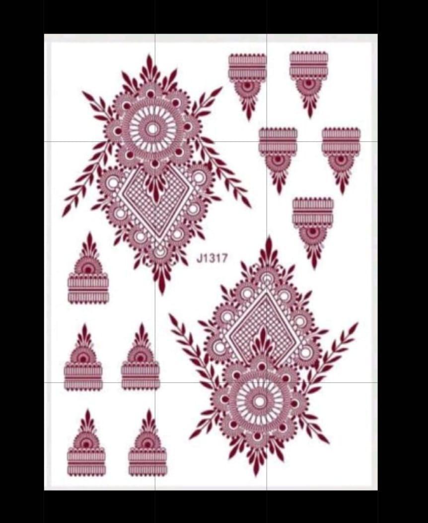 Self Adhesive Mehndi Sticker - 1 Pcs Brown Design for Effortless Body Art