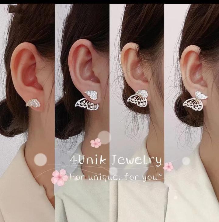 Butterfly Design Gold Plated Artificial Stones Earrings