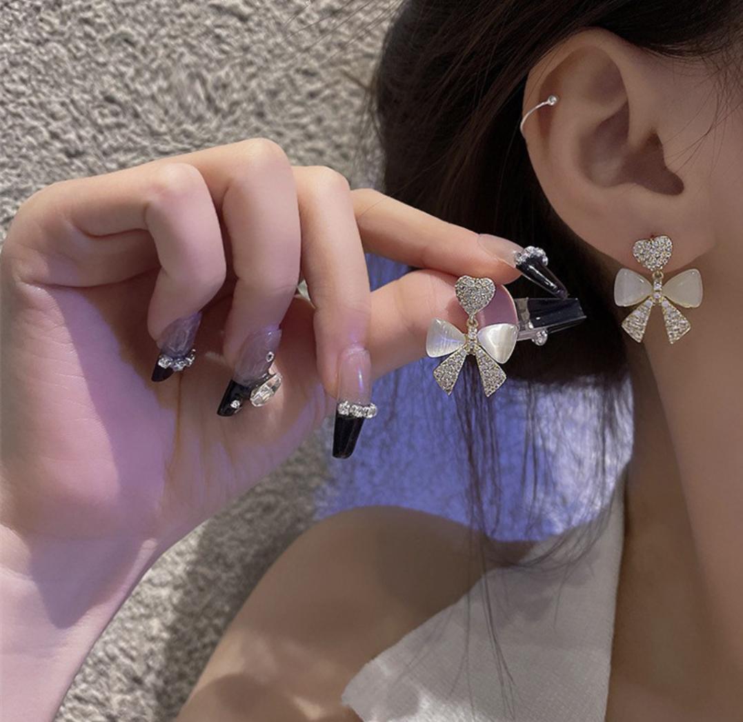 Heart Design Gold Plated Zircon Earrings