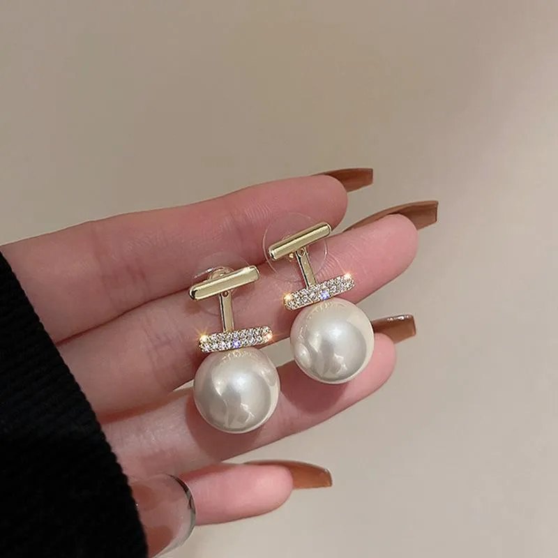 Pearl Zircon Trendy Korean Earrings (AXT-102)