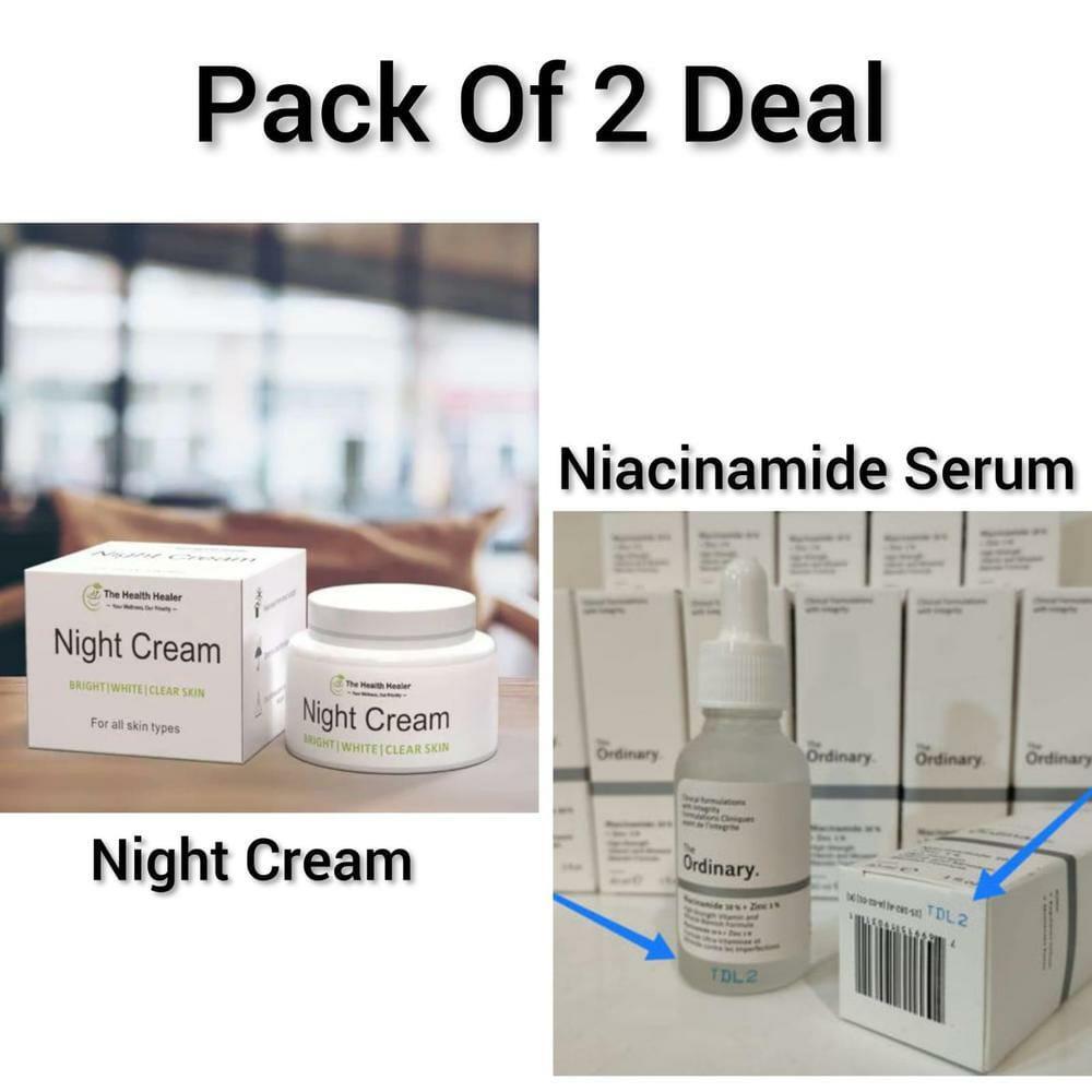 2 in 1 Skincare Bundle: Night Cream & Niacinamide Serum (2 Pcs)