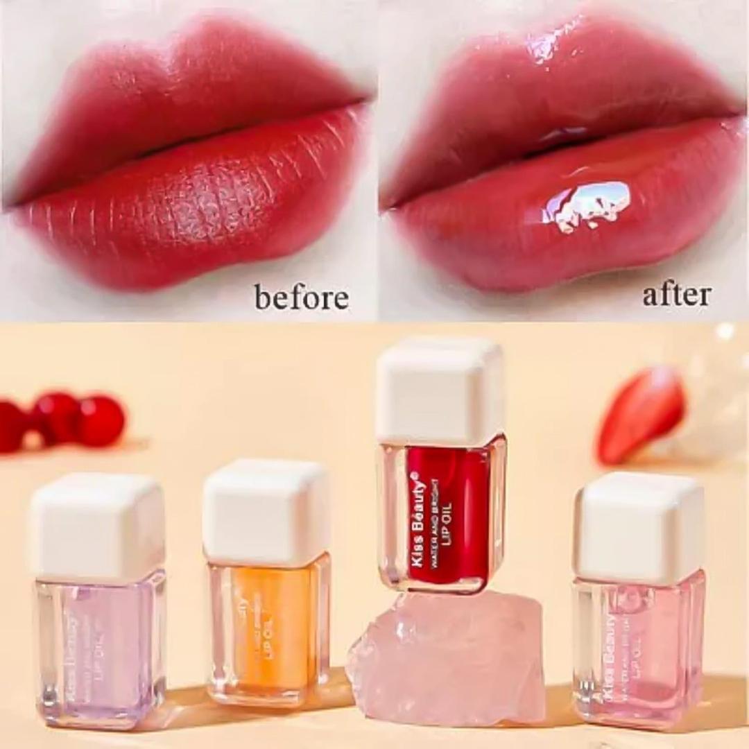 3 Pcs Hydrating Glossy Finish Lip Oil - Cherry & Peach Shades