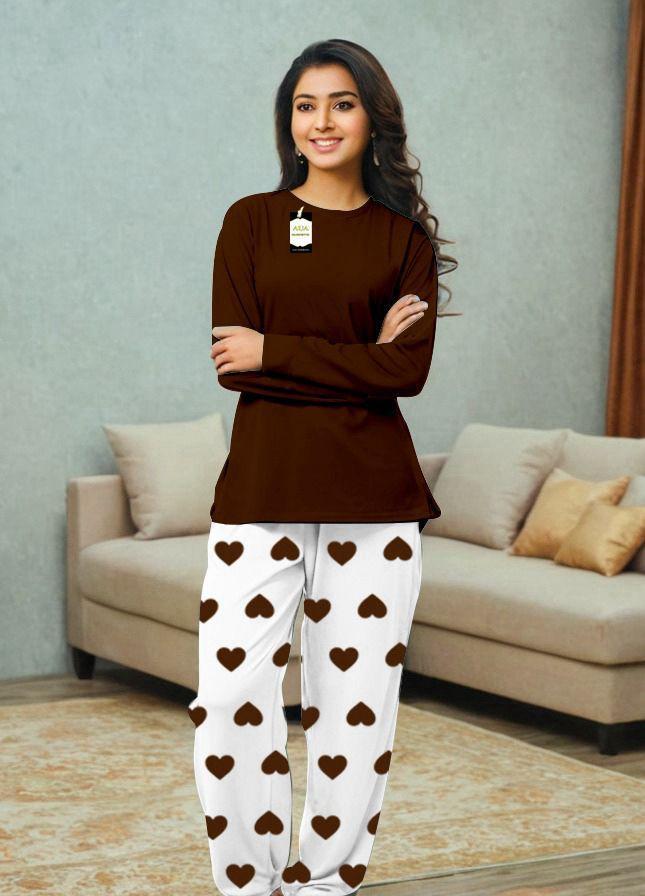 2 Pcs Women's Stitched Printed Night Suit