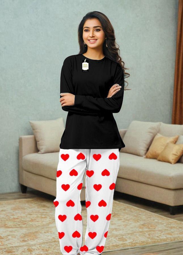 2 Pcs Women's Stitched Plain Night Suit