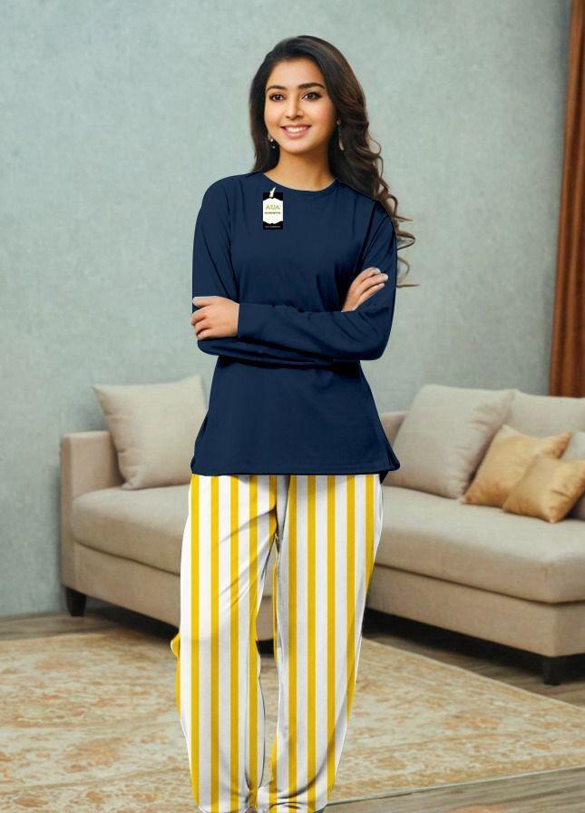 2 Pcs Women's Stitched Plain Night Suit