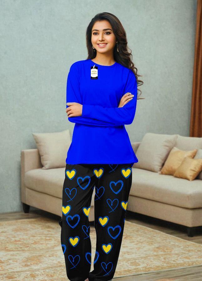 2 Pcs Women's Stitched Plain Night Suit