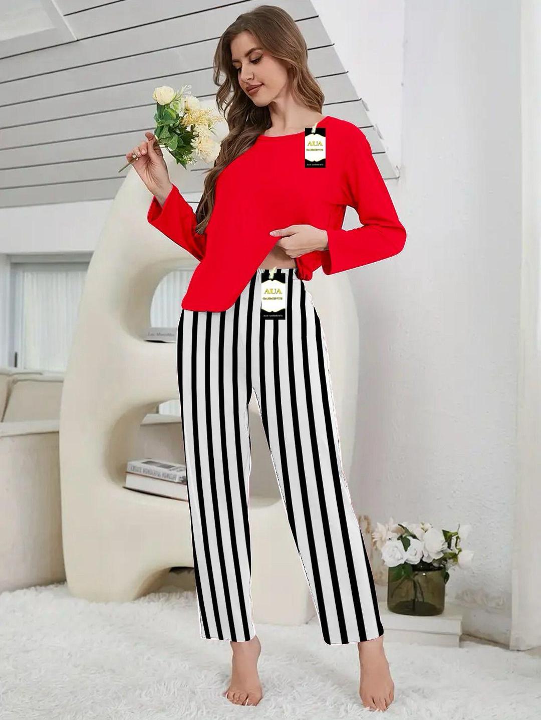 2 Pcs Women's Stitched Plain Night Suit