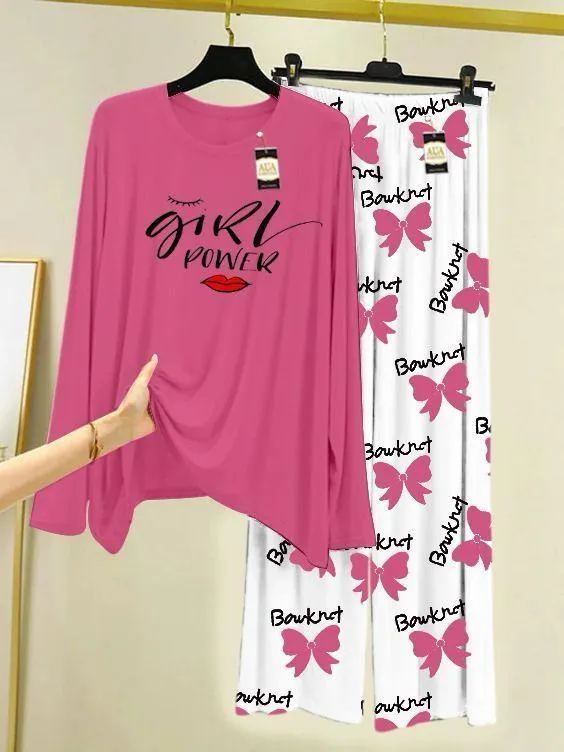 2 Pcs Women's Stitched Jersey Printed Night Suit