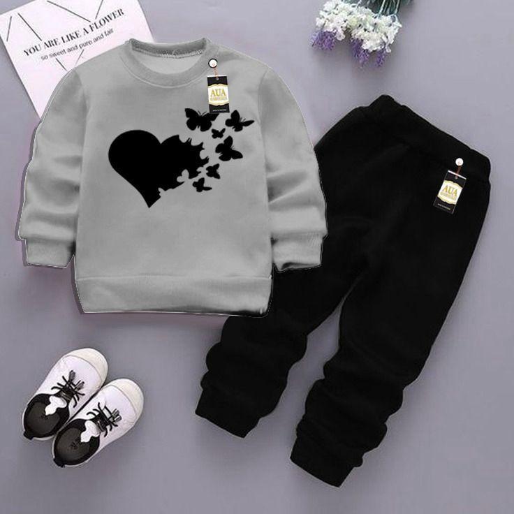 Trendy 2 Pcs Printed Fleece Sweatshirt Tracksuit for Kids - Boy's & Girl's (Ages 1-12)