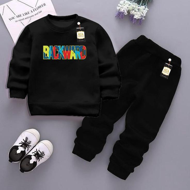 2 Pcs Boy's Fleece Printed Tracksuit