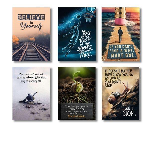 Pack Of 6 Motivational Quotes Sticky Wooden Canvas Frames For Wall Decor