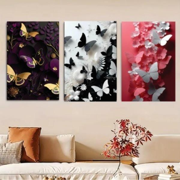 Butterfly Art Wall Art - 3 Pcs Multicolor Set