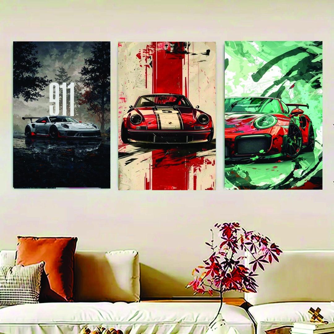 Multicolor Cars Design Wall Frame - Set of 3 Pcs