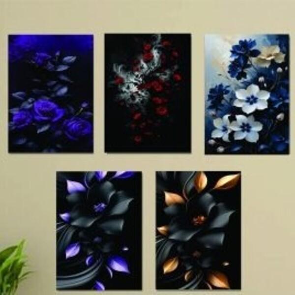 5 Pcs Abstract Art Wall Frame - Colorful Wooden Decor for Aesthetic Spaces