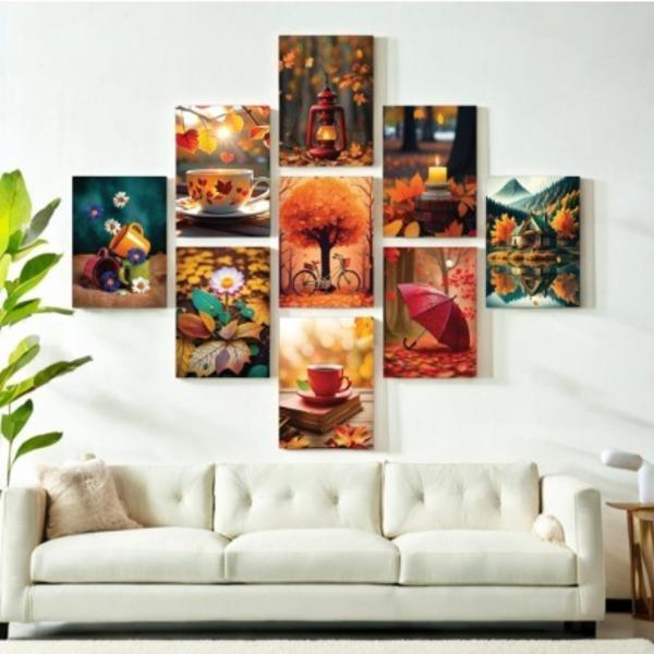 Multicolor Abstract Art Wall Frame Set - 9 Pcs for Stylish Home Decor