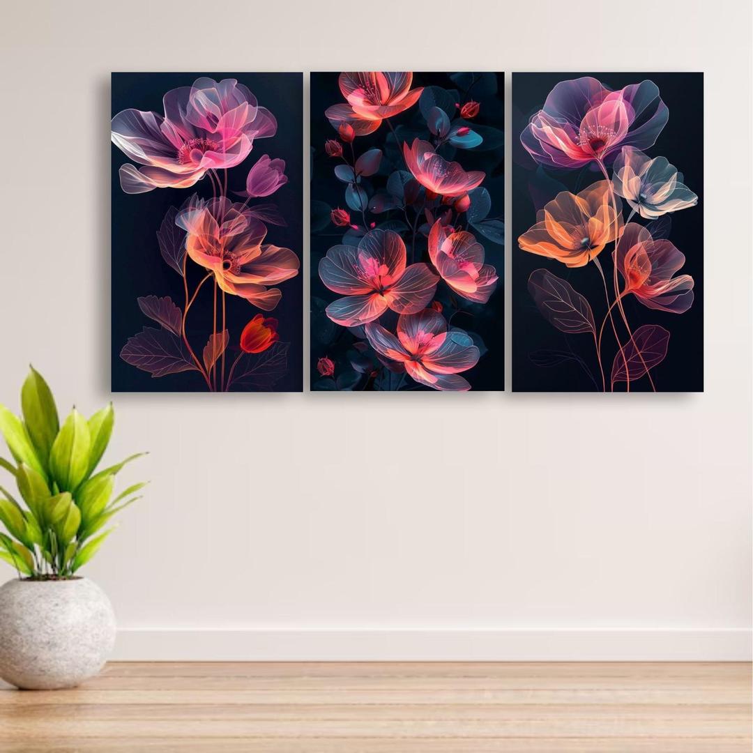 Multicolor Abstract Art Wall Frame - 3 Pcs for Decor
