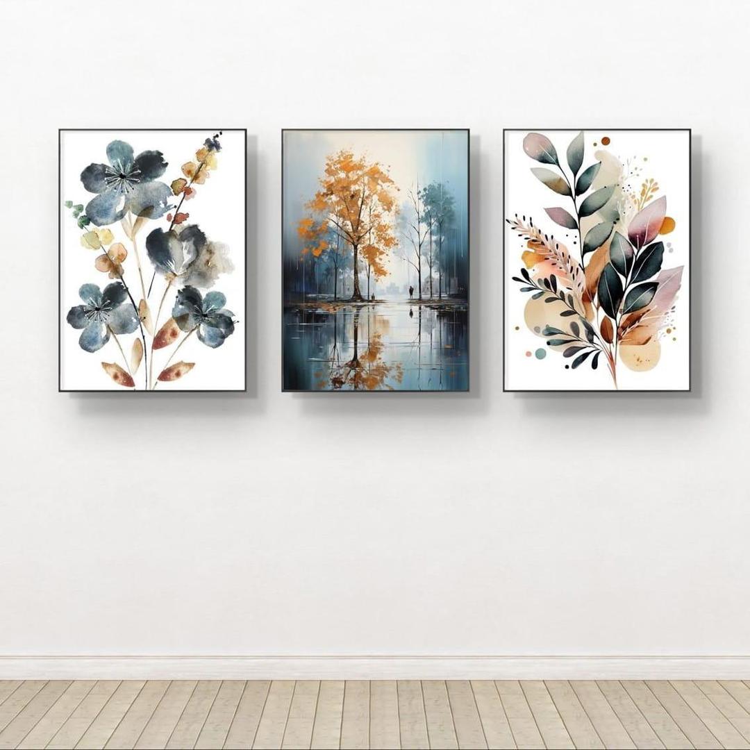 Multicolor Abstract Art Wall Frames - 3 Pcs for Customizable Decor