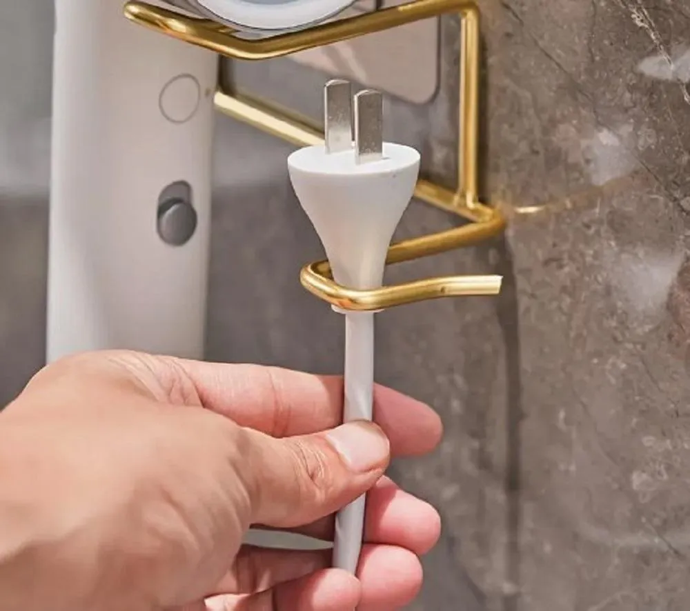 Golden Hair Dryer Mount Bathroom Organizer Rack (Only Stand)