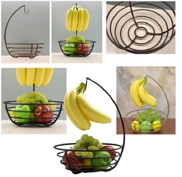 Fruit Display Stand Fruit Basket Tabletop Vegetables Storage Bowl With Banana