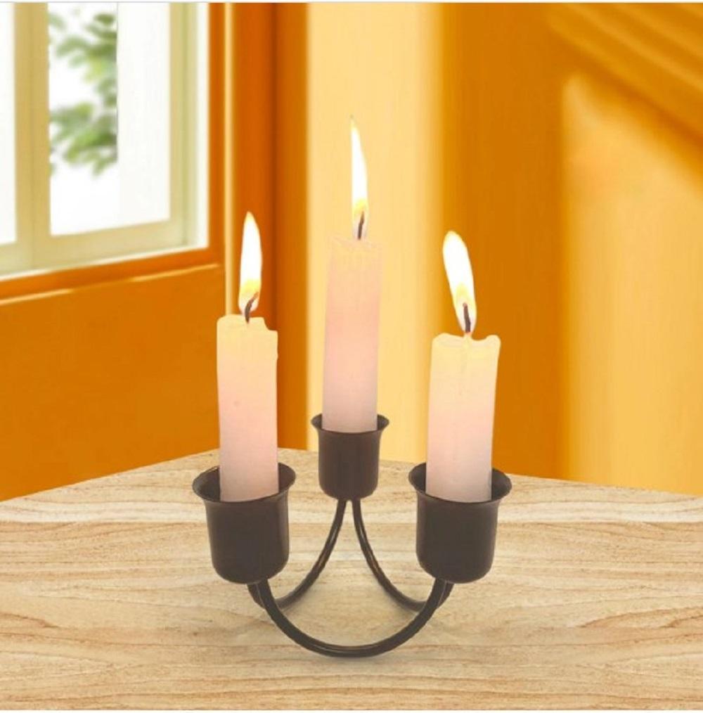 Elegant Black and Golden Candle Stand - 1 Pc