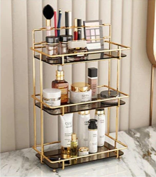 Golden Makeup Organizer - Storage Solution for Organized Makeup (1 Pc)