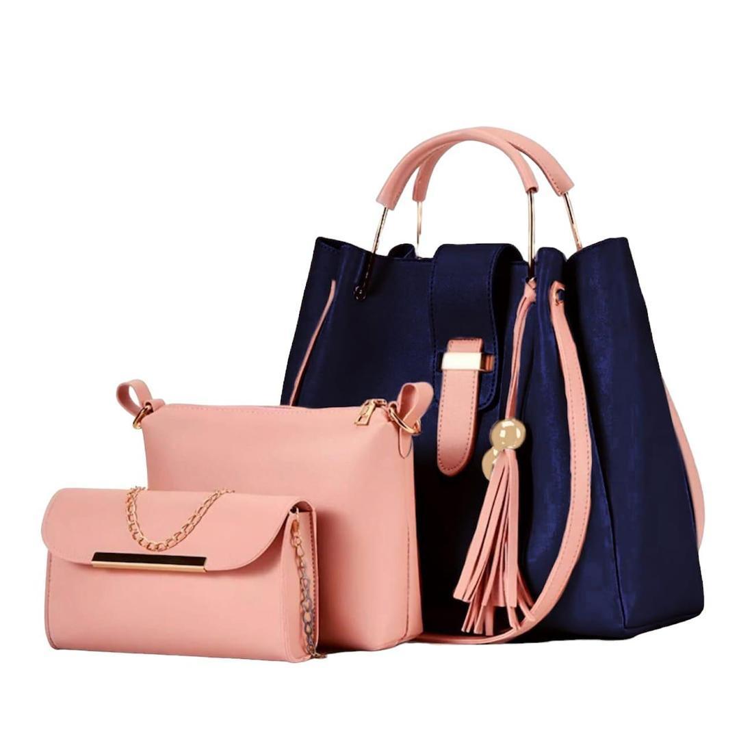 Stylish Women's PU Leather Hand Bag Set - 3 Pcs