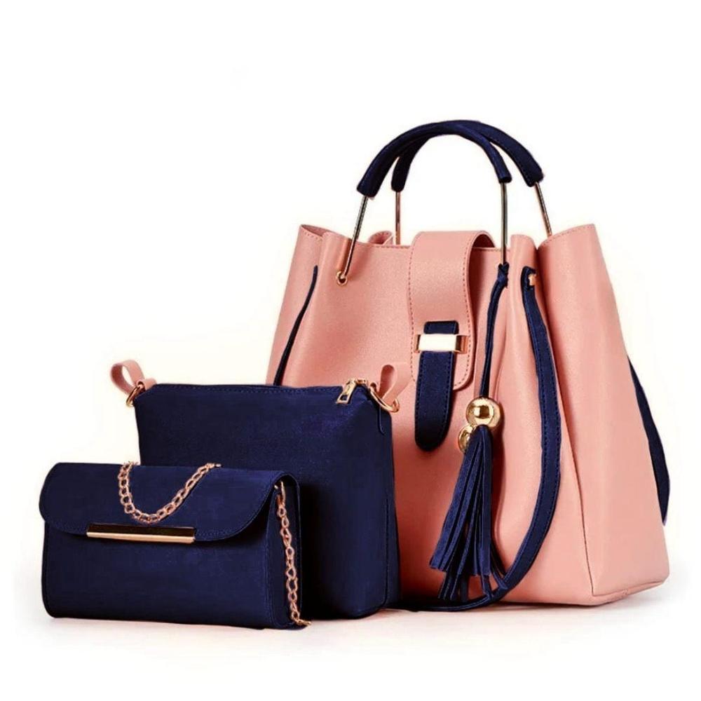 Stylish Women's PU Leather Hand Bag Set - 3 Pcs