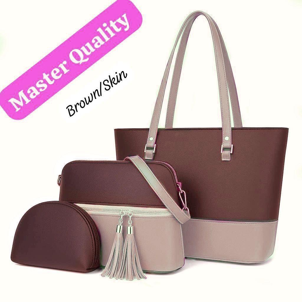 Women PU Leather 3-Piece Multicolor Handbag Set
