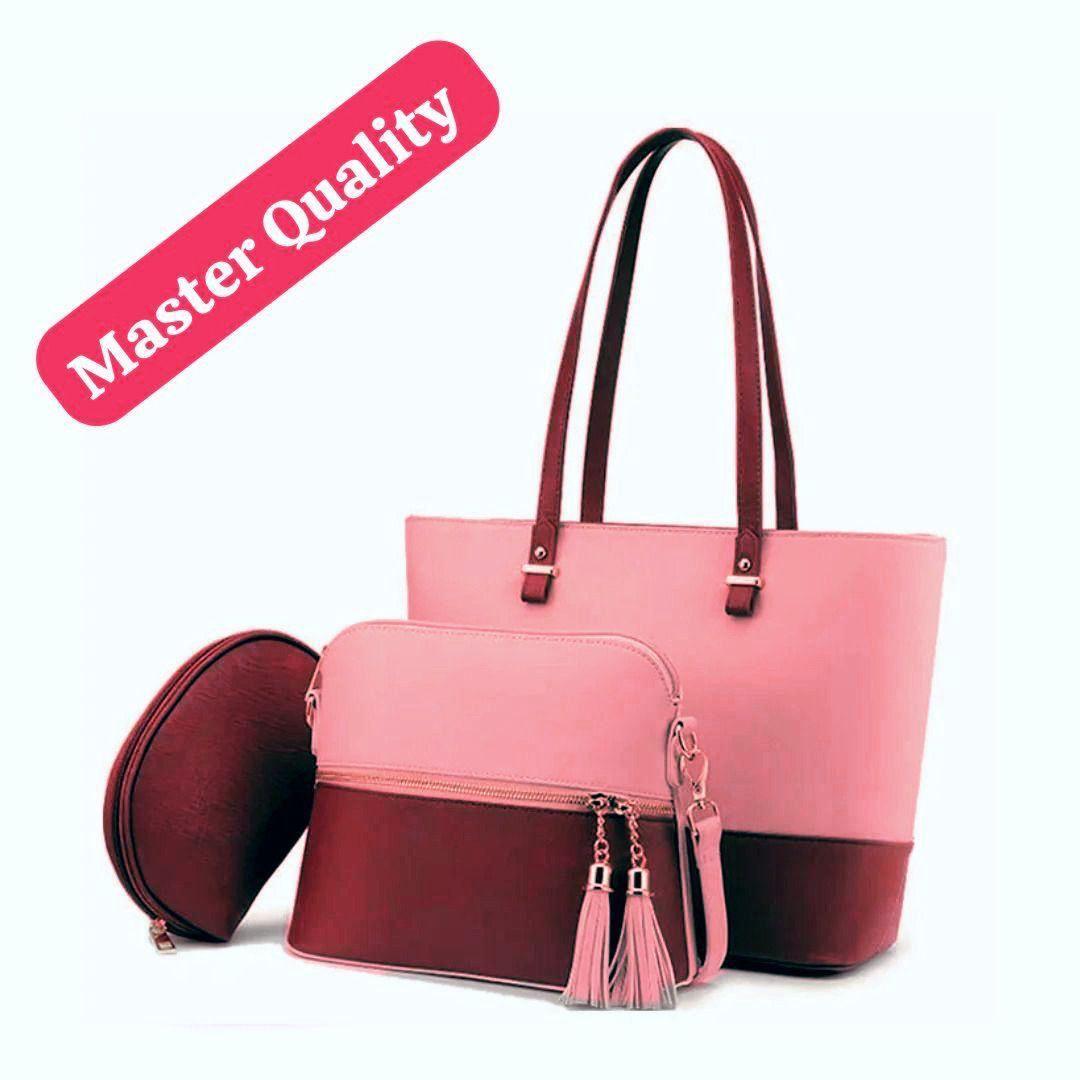 Women PU Leather 3-Piece Multicolor Handbag Set